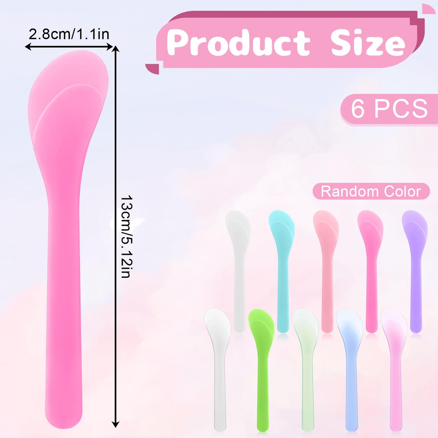 Ajcotahm 10 PCS 5 Inch Cosmetic Spatula, Skincare Lotion Spatula Face Cream Spatula, Makeup Beauty Spoon Reusable Cosmetic Mask Mixing Scoop Tool for Lotions Creams DIY Home Salon (Random Color)