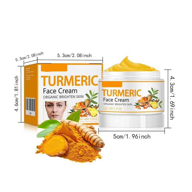 Turmeric Face Cream - Natural Moisturizer for Dark Spots & Even Skin Tone | Smooth Fine Lines Daily Use