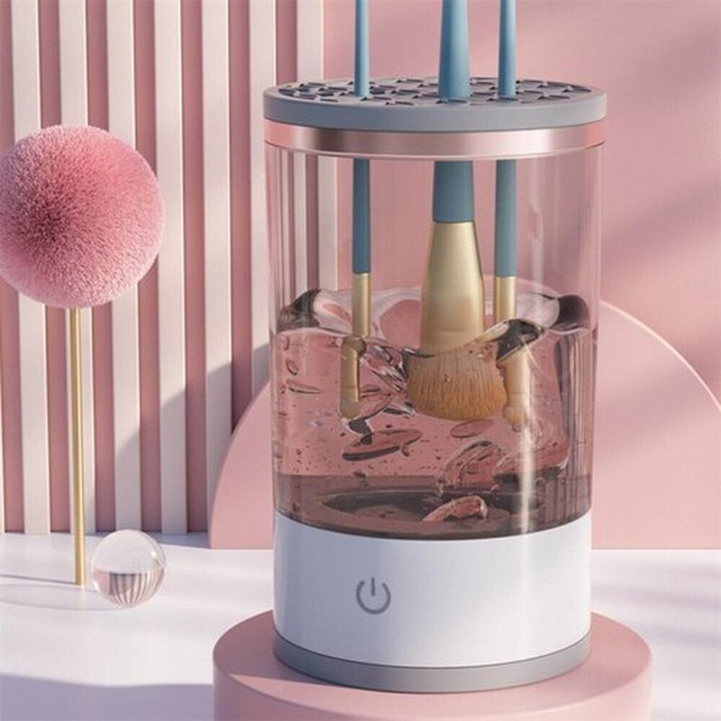 Beauty Swirl Cosmetic Brush Cleaner, Makeup Brush Cleaner, The Cozy Luna Brush Cleaner, Electric Makeup Brush Cleaner Machine for Deep Cleaning All Size Makeup Brus (2PC Transparent)