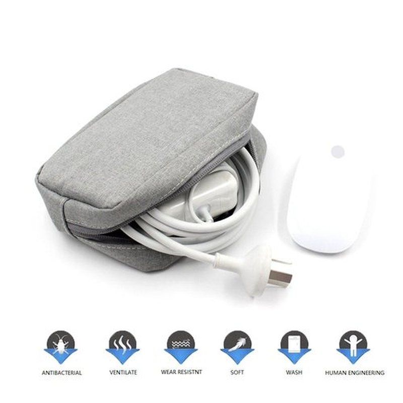 ERCRYSTO Universal Electronics/Accessories Soft Carrying Case Bag, Durable & Light-weight,Suitable for Out-going, Business, Travel and Cosmetics Kit (Small-Gary)