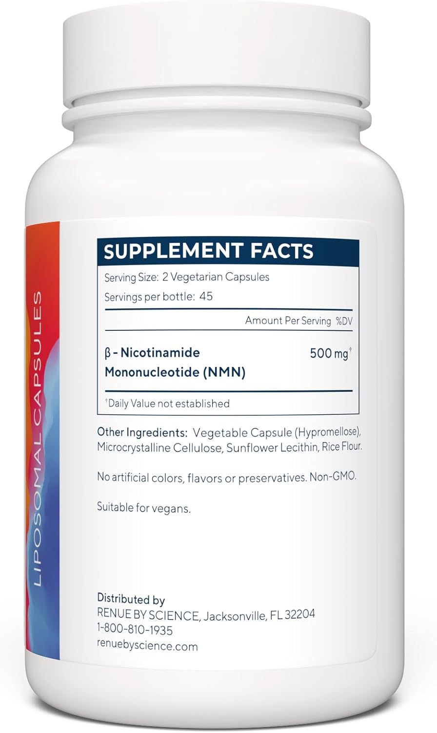 Renue By Science NMN Supplement - 500mg Liposomal NMN Capsules for Enhanced Absorption | 90 Count