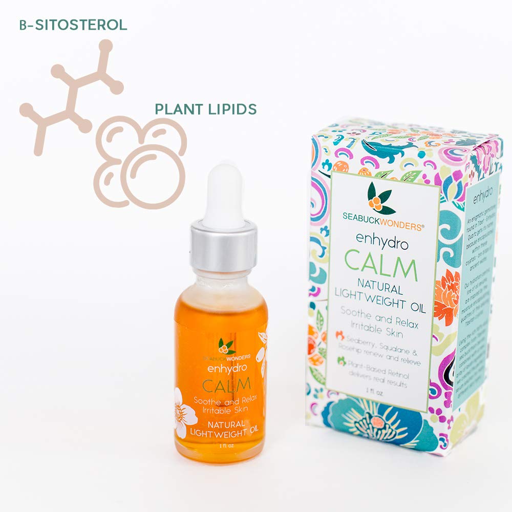 SeabuckWonders Organic Sea Buckthorn Enhydro Calm Oil Serum for Face & Body, Lightweight, Soothing Formula for Sensitive Skin, with Omega 3, Squalane & Rosehip Oil, 1 Fl Oz