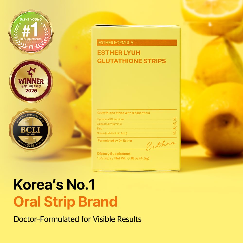ESTHER FORMULA Glutathione Strips (15 ct) | Sublingual Enhanced-Absorption Oral Strips for Antioxidant Support, Skin Glow Support, Detox Korean Beauty Supplement | Made in USA