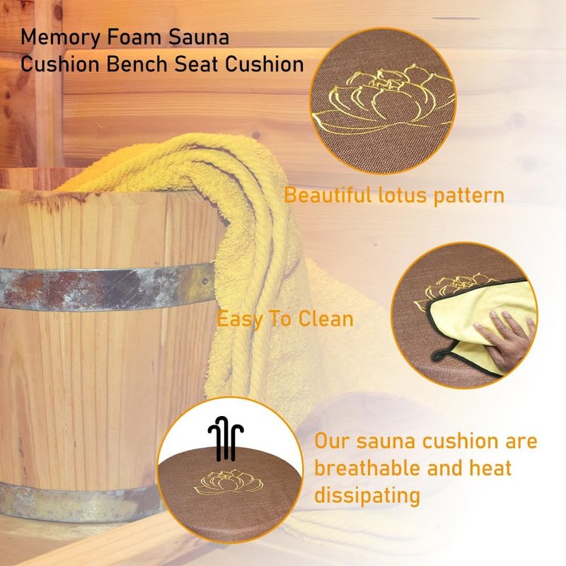 Memory Foam Sauna Cushion - High Resilience Infrared Seat Mat for Shower & Sauna | Comfortable Bench Pad