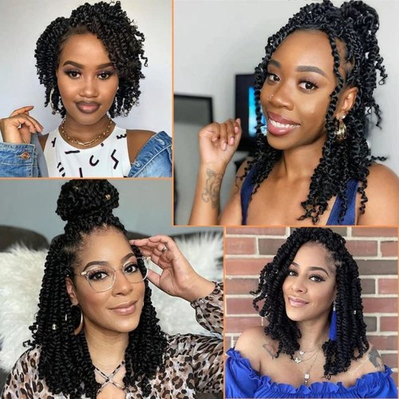 Passion Twist Crochet Hair 6 Inch 8 Packs Pre-Twisted Passion Twist Hair Crochet Hair for Black Women Pre-Looped Crochet Braids Synthetic Crochet Hair Extensions Natural Color