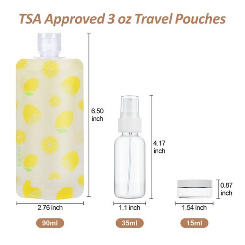 PACKISM Travel Containers for Liquids - 13 Pack Leak Proof 3oz TSA Approved Liquid Travel Pouches, Stand Up, Slim & Lightweight Design, Space Saving, Pack More Shampoo Conditioner Lotion Body Wash