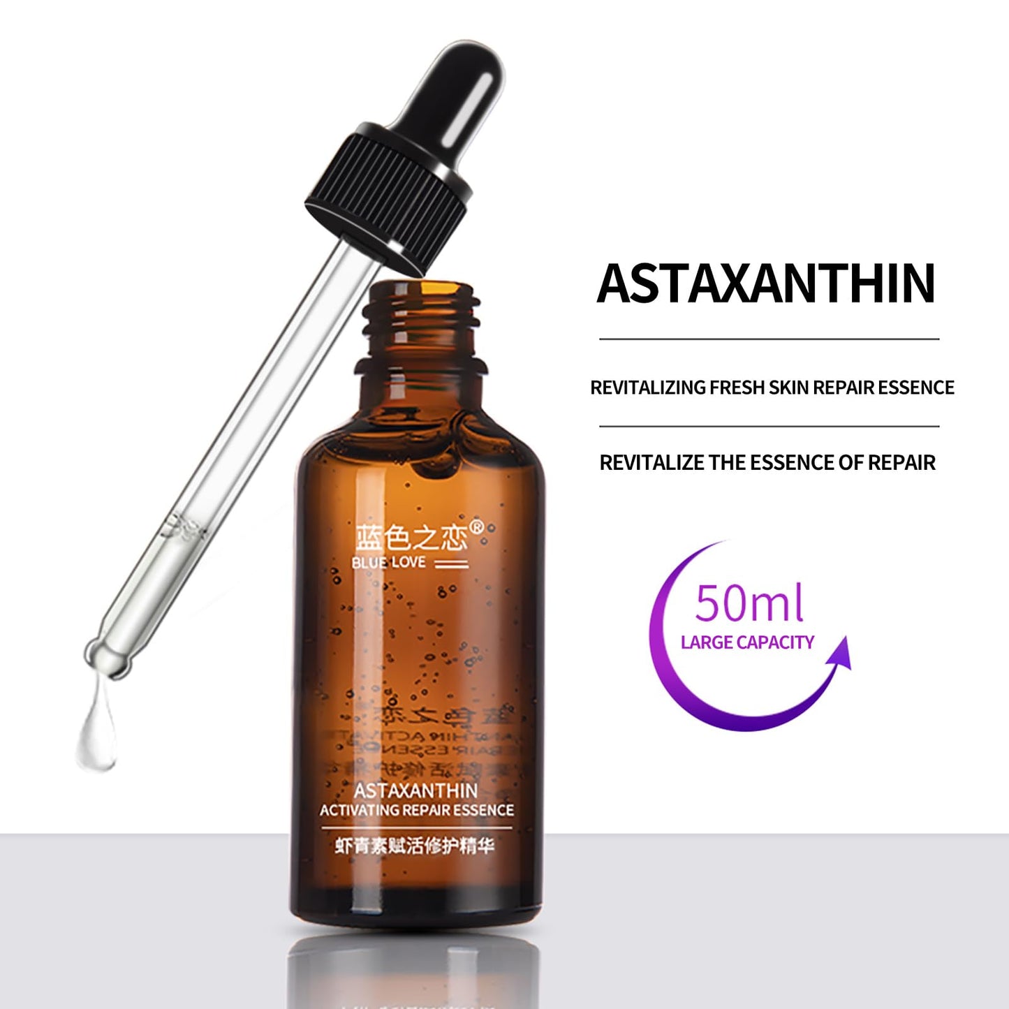 BLUE LOVE Astaxanthin Revitalizing Serum - Antioxidant Facial Treatment for Skin Renewal, Hydrating & Nourishing Essence for All Skin Types