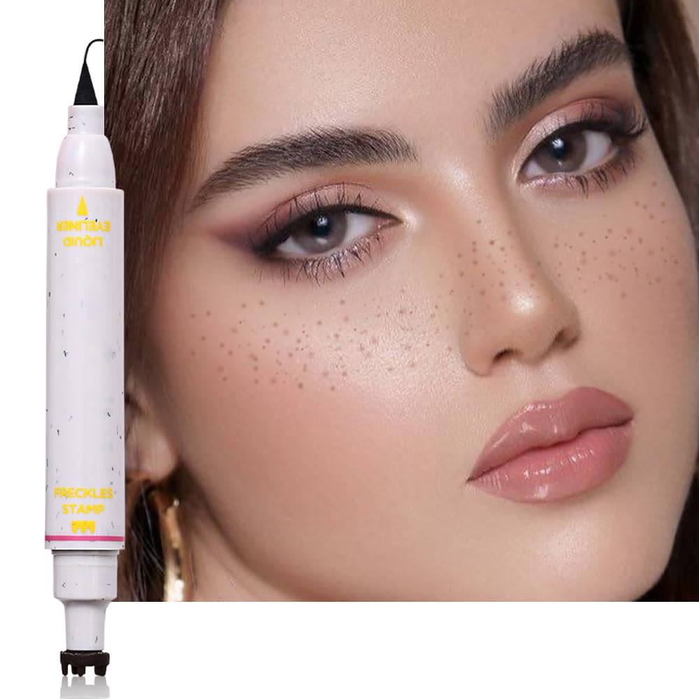 HHLTOH 2in1 Waterproof Liquid Eye Liner, Stay All Day Makeup with Fine Brush Tip, Cute and Delicate Freckle Eyeliner, Smudge-Proof and Transfer-Resistant