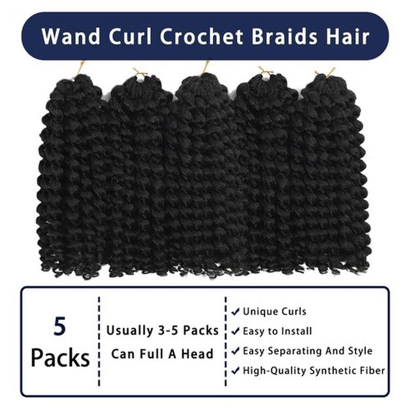 Jamaican Bounce Crochet Hair - 12 Inch Ringlet Twist Extensions with Jamaican Bounce (5 PCS, 1B)