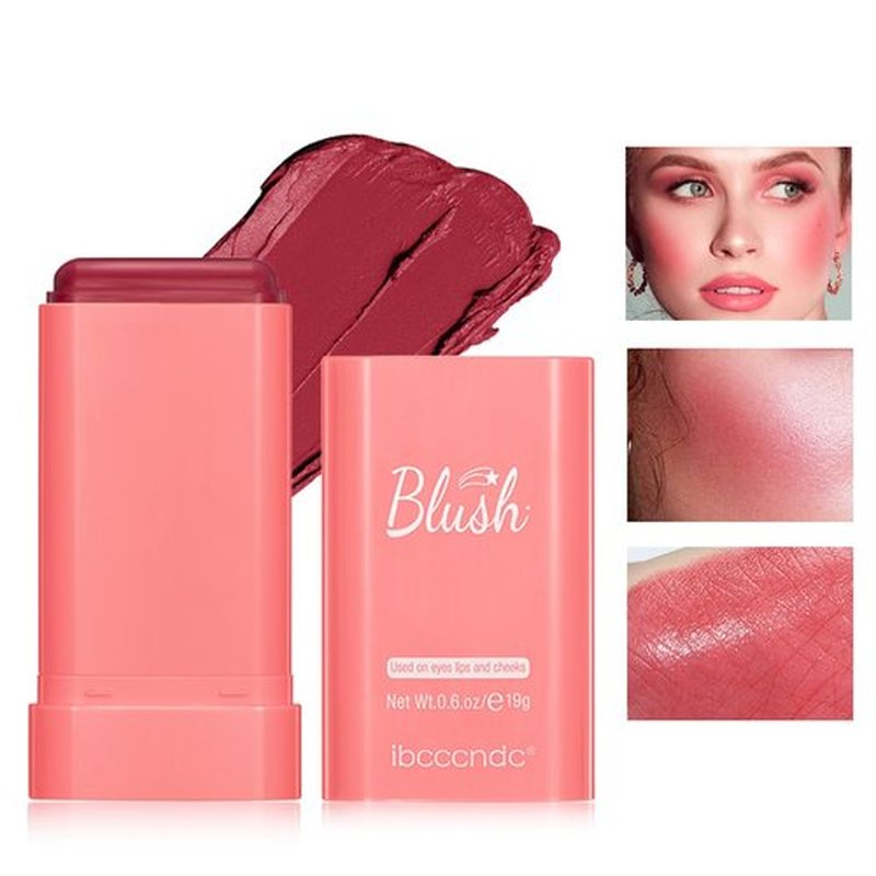 Multi-Purpose Makeup Blush Stick, 3-in-1 Beauty Tinted Solid Blush Stick For Cheeks, Lips And Eyes With Long-Lasting Moisturizing Formula, Waterproof Natural Cream Blush Stick (2#Hot Red)