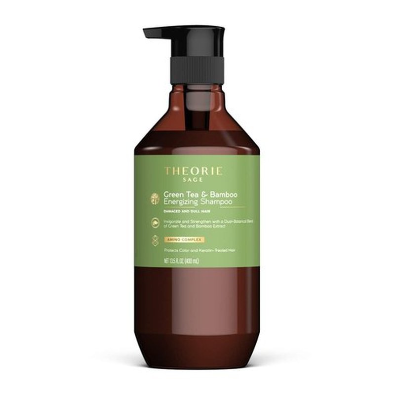 Theorie Green Tea and Bamboo - Invigorate & Strengthen, Irresistible Scent of Green Tea, Jasmine, Amber & Cypress - For Damaged & Dull Hair - Color & Keratin Safe - 400mL