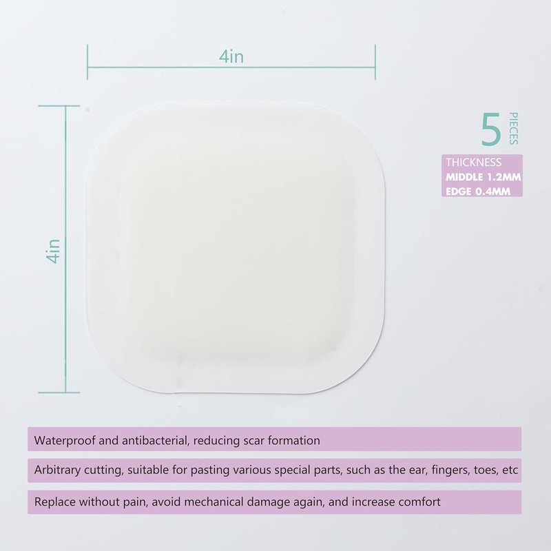 Hydrocolloid Wound Dressing - 4" x 4" Sterile Bandages for Fast Healing | Waterproof, 5 Pack
