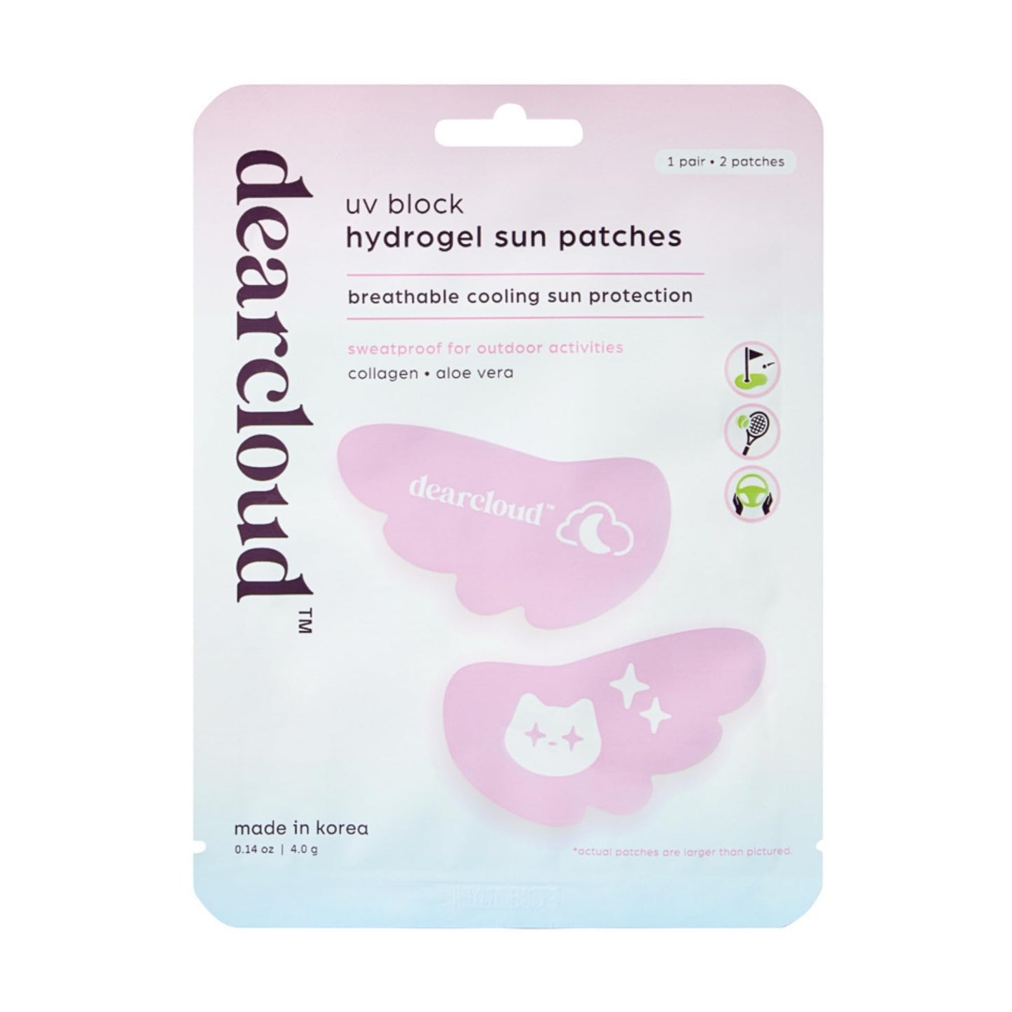 dearcloud UV Block Hydrogel Sun Patches – Korean Skincare Sunscreen for Face & Under Eyes (1 Pair / 2 Patches)