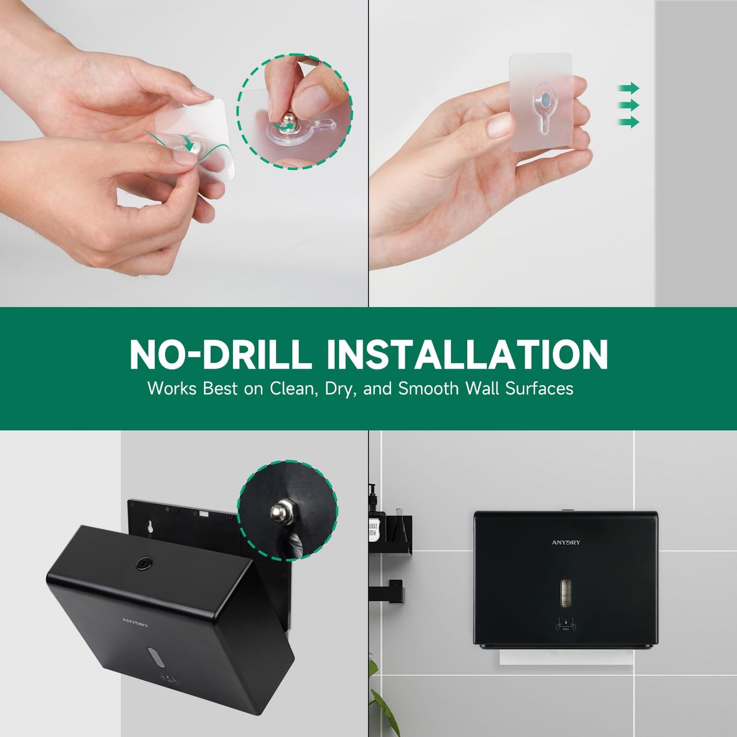 anydry 200-Sheet Paper Towel Dispenser Wall Mount (Folded Size ≤ 10 x 3.1)