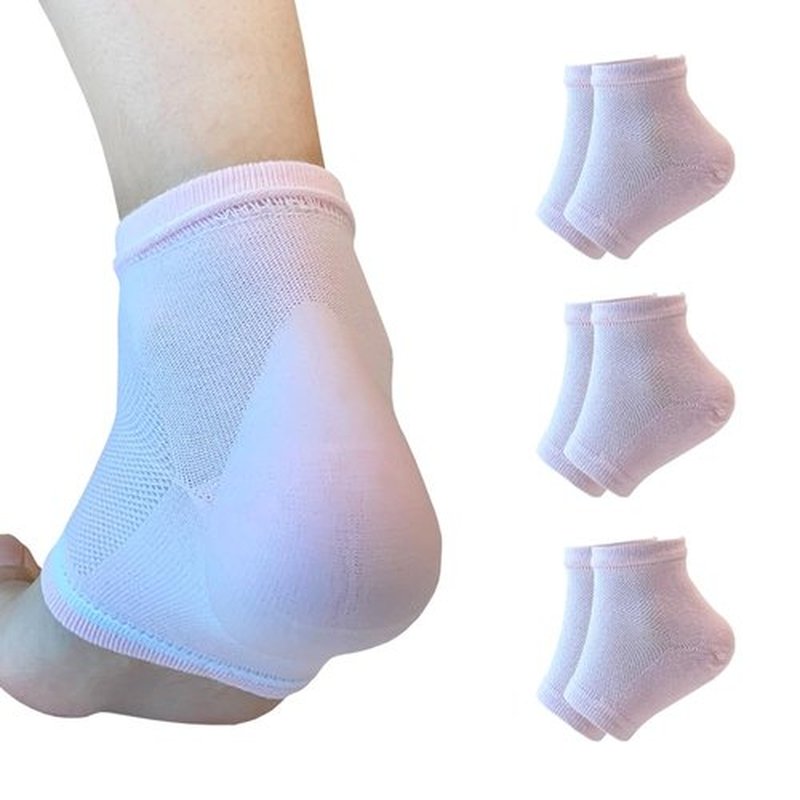 Moisturizing Gel Heel Socks to Repair Dry Cracked Heel - Soften, Soothe, and Revitalize Your Feet, for Men and Women (Light Pink, 3 Pairs)