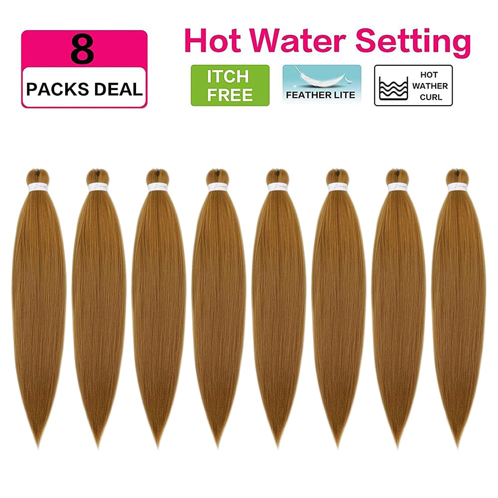 Pre Stretched Braiding Hair 30 Inch 8 Packs Honey Blonde Braiding Hair Long Braids Hair Extensions Synthetic Braid Hair For Braiding Crochet Braids