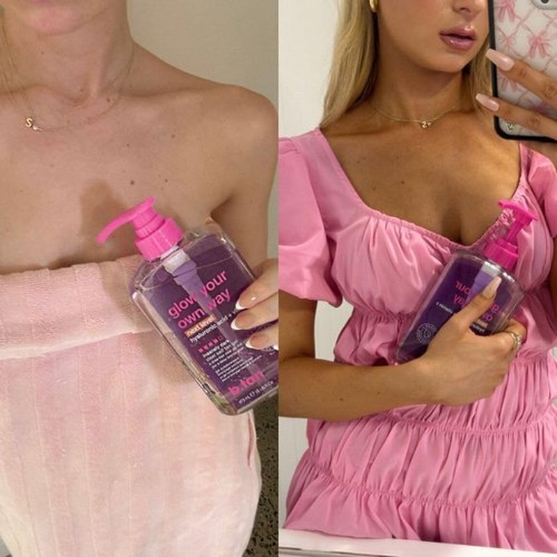 b.tan Dark Clear Self Tanning Gel with Mitt Kit | Glow Your Own Way Next Level Bundle - Quick Express Tanner Insanely Dark Gel for Face and Body with Applicator, Transfer-Proof, 16 Fl Oz