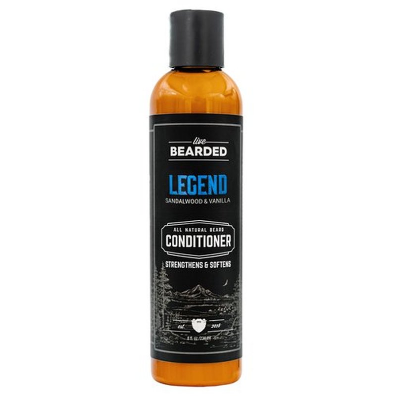 Live Bearded: Beard Conditioner - Legend - Facial Hair Conditioner - 8 oz. - Strengthens and Softens - All-Natural Ingredients with Biotin, Coconut Oil, Argan Oil, and Caffeine - Made in the USA