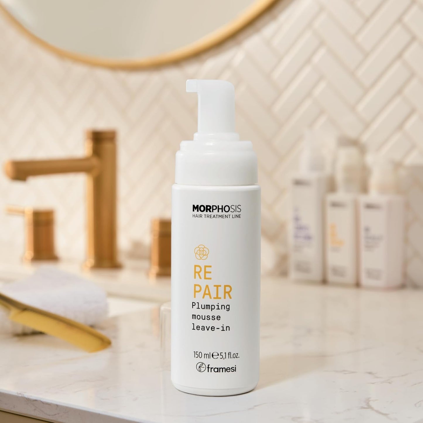 FRAMESI Morphosis Repair Mousse 5.1 fl oz - Weightless Leave-In Conditioner for Damaged Hair