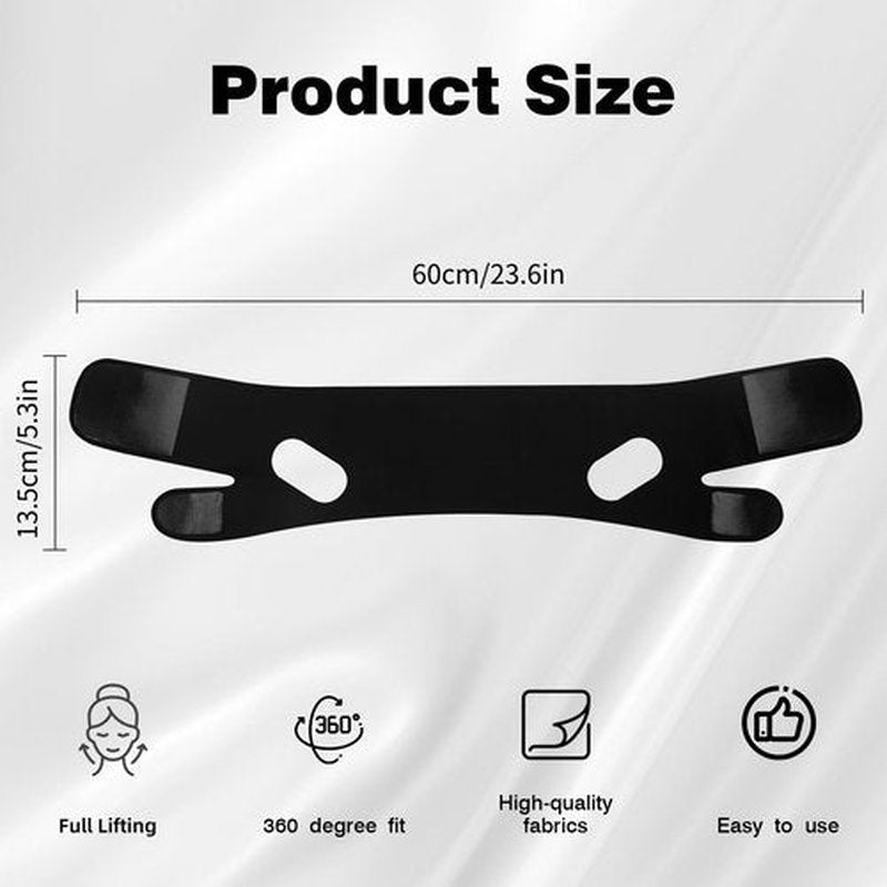 Chin Strap for Sleeping,Adjustable Chin Strap,Jaw Strap,Jawline Shaper,V Line Lifting Mask,Deep Black,M