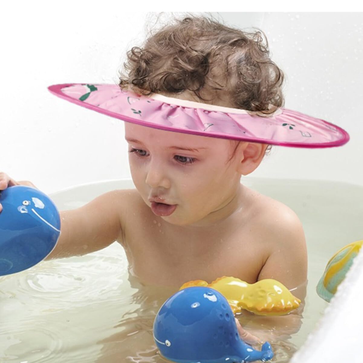 Healifty Shampoo Ear Hippo Visor Bath Adjustable Shower Cap Bathing Shape Eva for Soft Shampoo Hat Shampoo