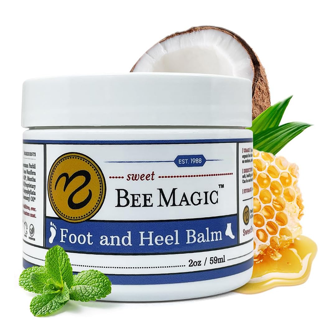 Sweet Bee Naturals Organic Foot Balm - Intensive Heel Balm for Dry Cracked Feet - Natural Moisturizing Treatment for Cracked Heels - Heel Cream Softener for Rough Skin Repair 2 Jars (4 OZ)