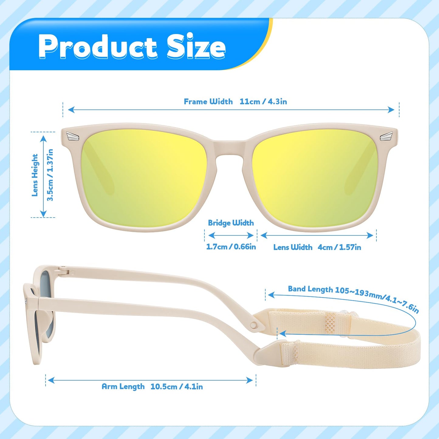zestero Baby Infant Toddler Sunglasses with Strap for Boys Girls Age 0-24 Months, 3 Pack Flexible TPEE Rubber Frame Kids 100 UV Protection Sunglasses Newborn Shades