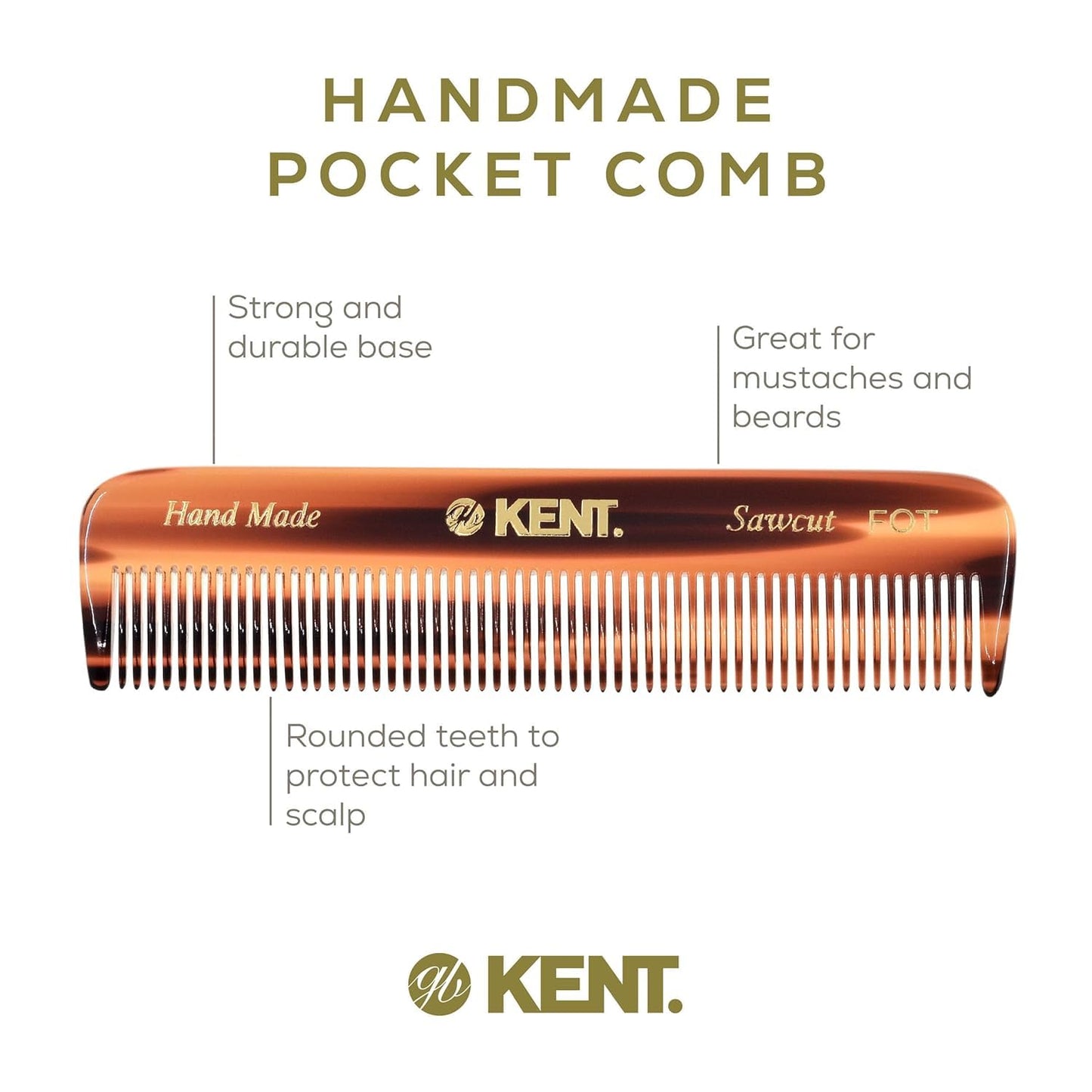 Kent 81T Beard & Mustache Comb Set - Travel-Friendly Grooming Kit Made in England