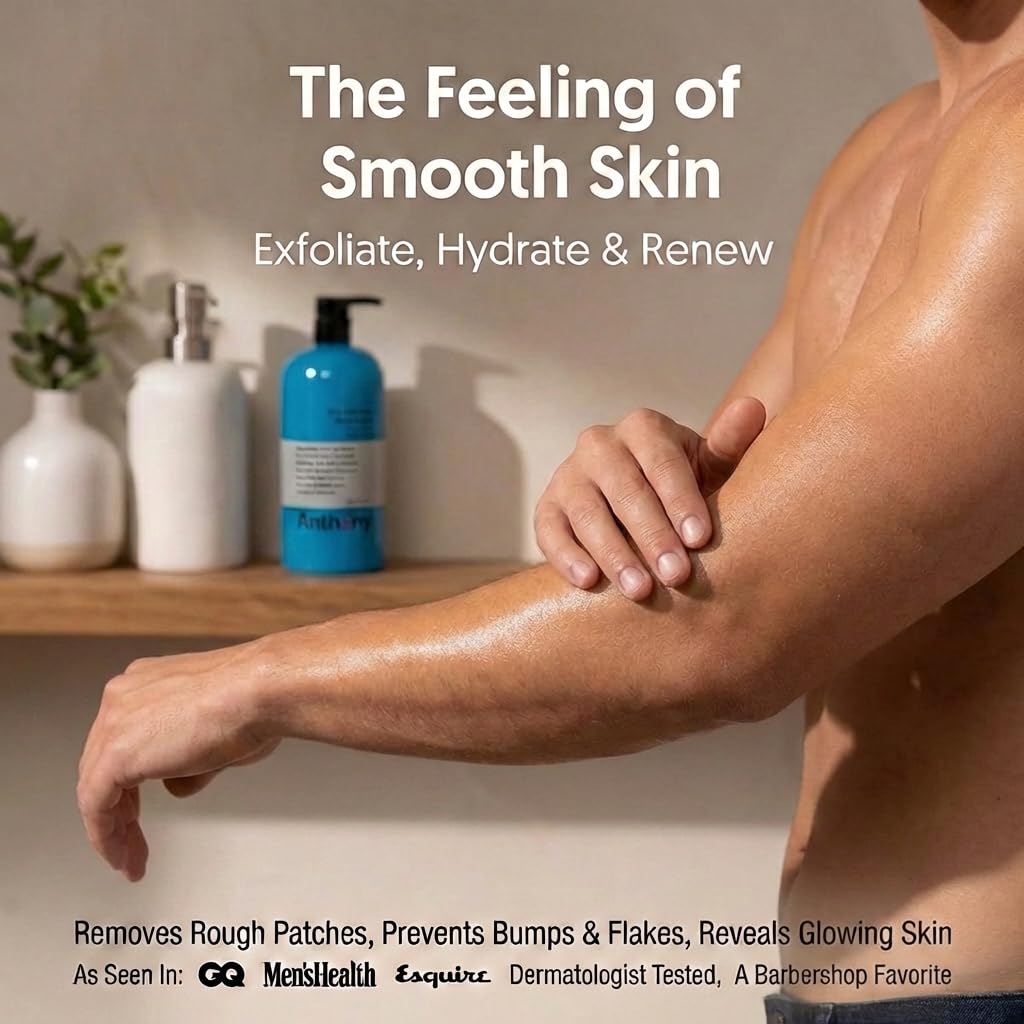 Anthony Exfoliating Body Scrub, Body Exfoliator Scrub with Sea Salt, Vitamin C, Aloe Vera and Blue Sea Kelp, Exfoliating Scrub for Men, Smooth Hydrated Skin, 32 Fl Oz