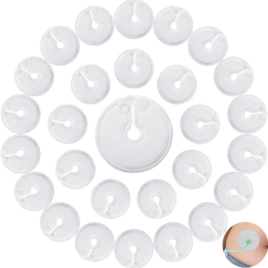 Feeding Tube Pads - Soft Cotton Button Covers for Nursing Care | 28 Packs, 3 Inch, White