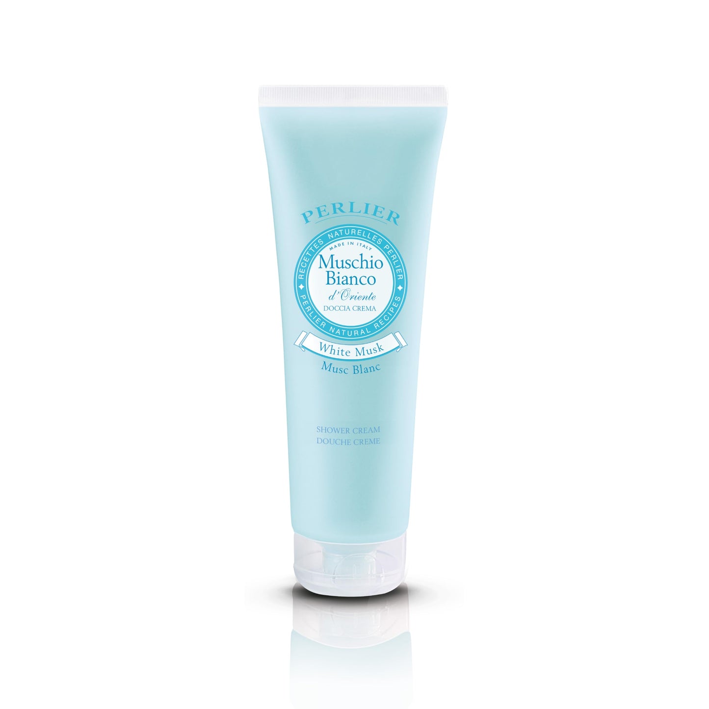 Perlier: "Muschio Bianco d'Oriente" Shower Cream, White Musk Scent 8.4 Fluid Ounces (250mL) Tube [ Italian Import ]