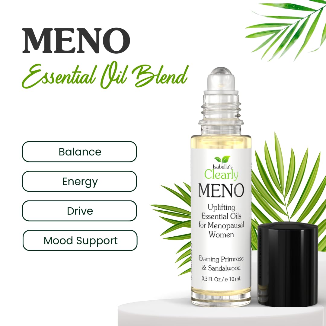 MENO Essential Oil Roll-On for Women | Natural Aromatherapy for Mood, Drive, and Balance with Evening Primrose, Clary Sage, Sandalwood, and Flax Seed