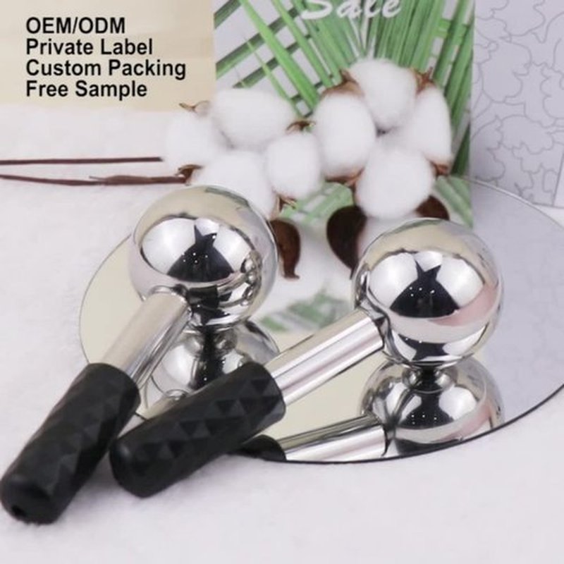 brakverla Facial Ice Globes and Roller, Cooling Massager for Face, Eyes and Neck, Cryotherapy Treatment for Puffiness, Dark Circles and Wrinkles (Silver)