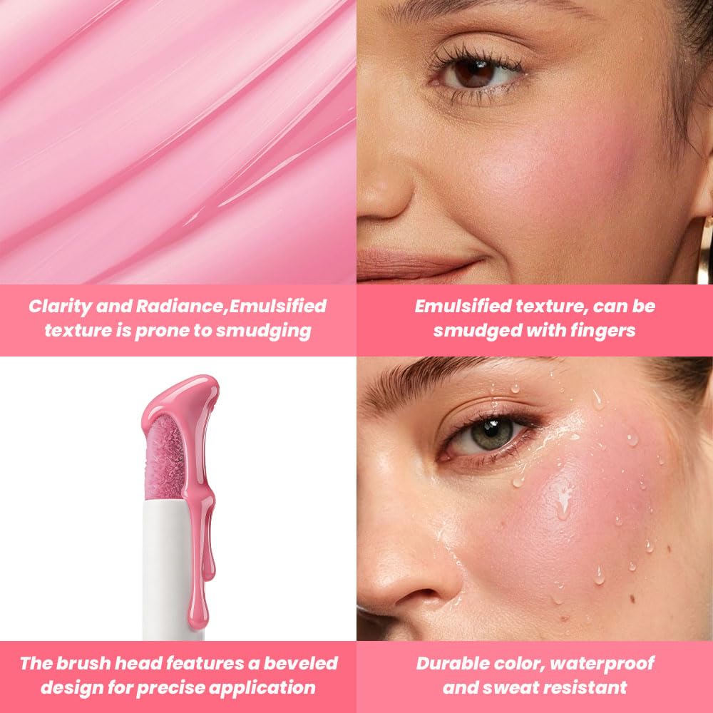 Dusty Pink Mauve Highly Pigmented Liquid Blush Makeup for Cheeks Lips Eyes
