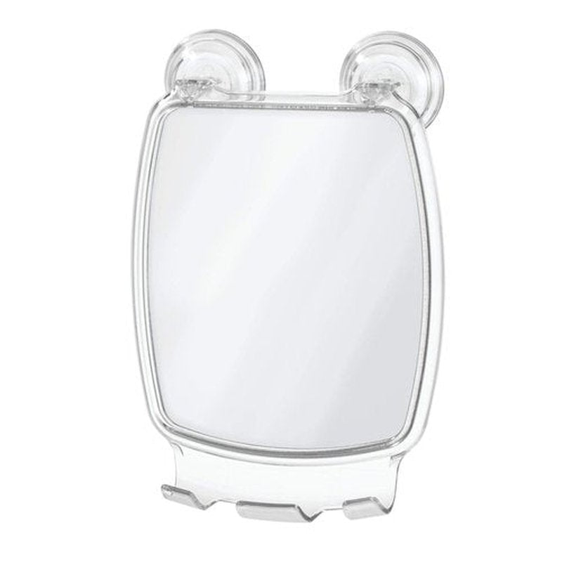 iDesign Plastic Power Lock Suction Shower Shaving Mirror with Razor Holder, Fog-Free Mirror for Bathroom or Tub, 6.25" x 8.5" x 2.5", Clear