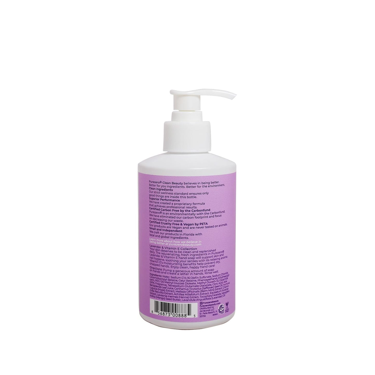 Purezero Lavender & Vitamin E Hand Soap Soothing & Hydrating, Paraben-Free & Vegan Liquid Hand Wash for Bathroom or Kitchen, USA-Made, Cruelty-Free, 10 ounces (1 Pack)