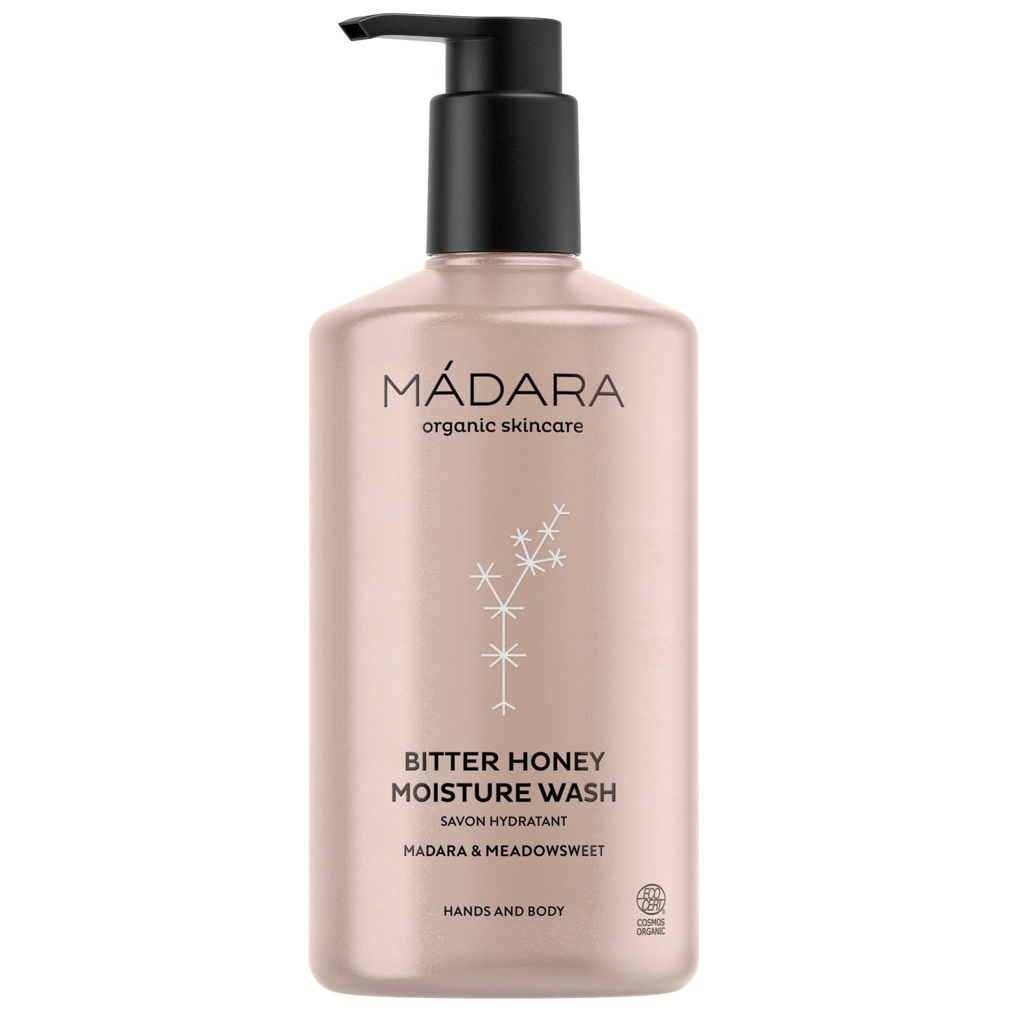 Mádara Moisture Body Wash 500ml – Bitter Honey, Organic Hand & Body Cleanser with Meadowsweet & Bedstraw, Hydrating & Soap-Free