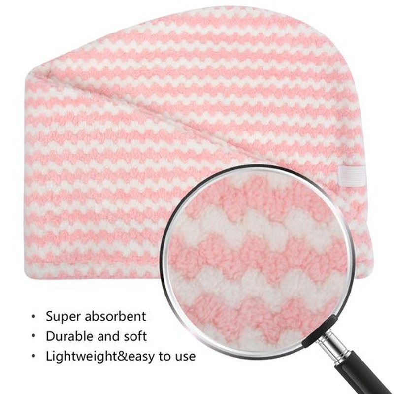 VIVOTE Microfiber Hair Towel Turban Wrap - 3 Pack, Hair Fast Drying Hat, Hair Dry Cap, Head Turban, Super Absorbent, Soft, Lightweight, Anti Frizz, Women 10 x 25.5 Inch (Light Pink)