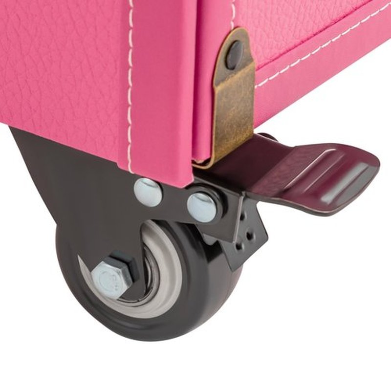Rolling Makeup Case with Drawers&4 Wheel, Cosmetic Case Trolley, Make Up Suitcase Cosmetic Trolley, Portable Multifunction Makeup Suitcase, Jewelry Travel Cosmetic Train Case (Rose+Bronze Color)