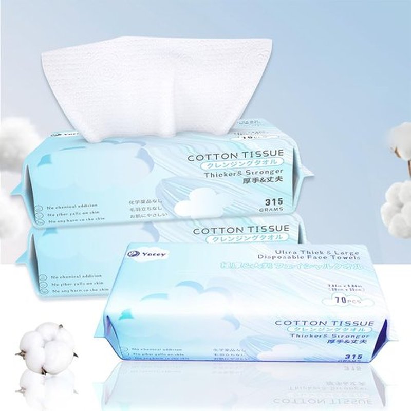 Yacey Face Towels, Disposable Face Towel, Ultra Soft & Thick Biodegradable Face Towelettes Disposable Lint- free Facial Tissue for Cleansing, Skincare and Makeup Wipes Remover, Dry Wipes, 210 Count