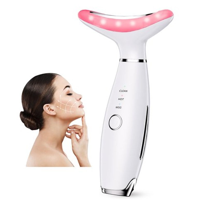 Neck Face Massager, 3-in-1 Facial Massager, Face Sculpting Tool with Vibration and Thermal, Portable Multifunctional Facial Device (White)