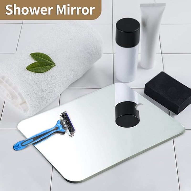 Shower Mirror for Shaving, Larger 11 x 8 Inch Mirror for Wall Hanging Kids Safety, Frameless Portable Travel Camping Mirrors, Unbreakable Handheld Locker Mirror, Shave Mirror, Makeup Plastic, Bathroom