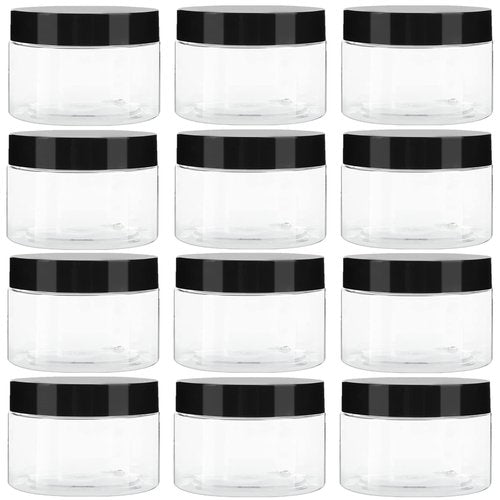 TUZAZO 1 Oz Small Plastic Container Jars with Lids and Labels BPA Free, Empty Round Clear Cosmetic Containers Plastic Slime Jars for Lotion, Cream, Ointments, Samples, Makeup, Travel Storage (12 Pack)