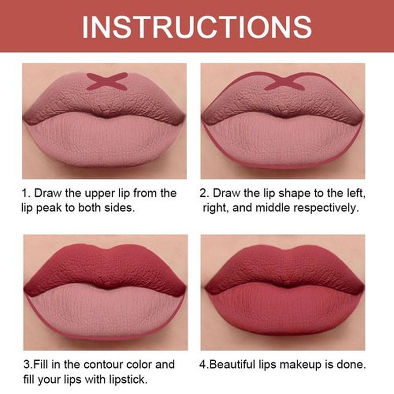 2 in 1 Mauve Red Matte Lip Liner & Lipstick Combination, DNM Metallic Dual Ended Lipstick, Lip Liner, Lip Gloss, 24 Hour all Day Long-Lasting Waterproof Lipliners Pen for Women Lip Makeup Gift Set13#
