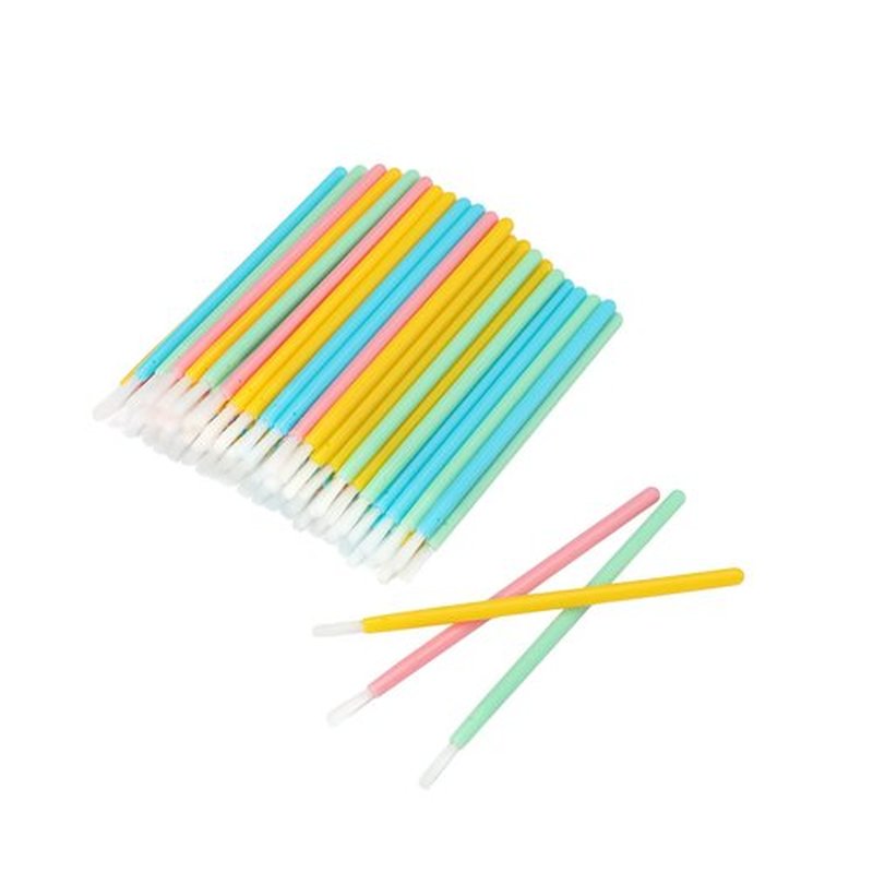 100 Pcs Disposable Makeup Lip Brushes Lipstick gloss brush pyo cookie paint brushes with Soft Brush Head Cosmetic Lip Brush Wands mini paint brushes for cookies (Mix Colors,Pink Green Blue Yellow)