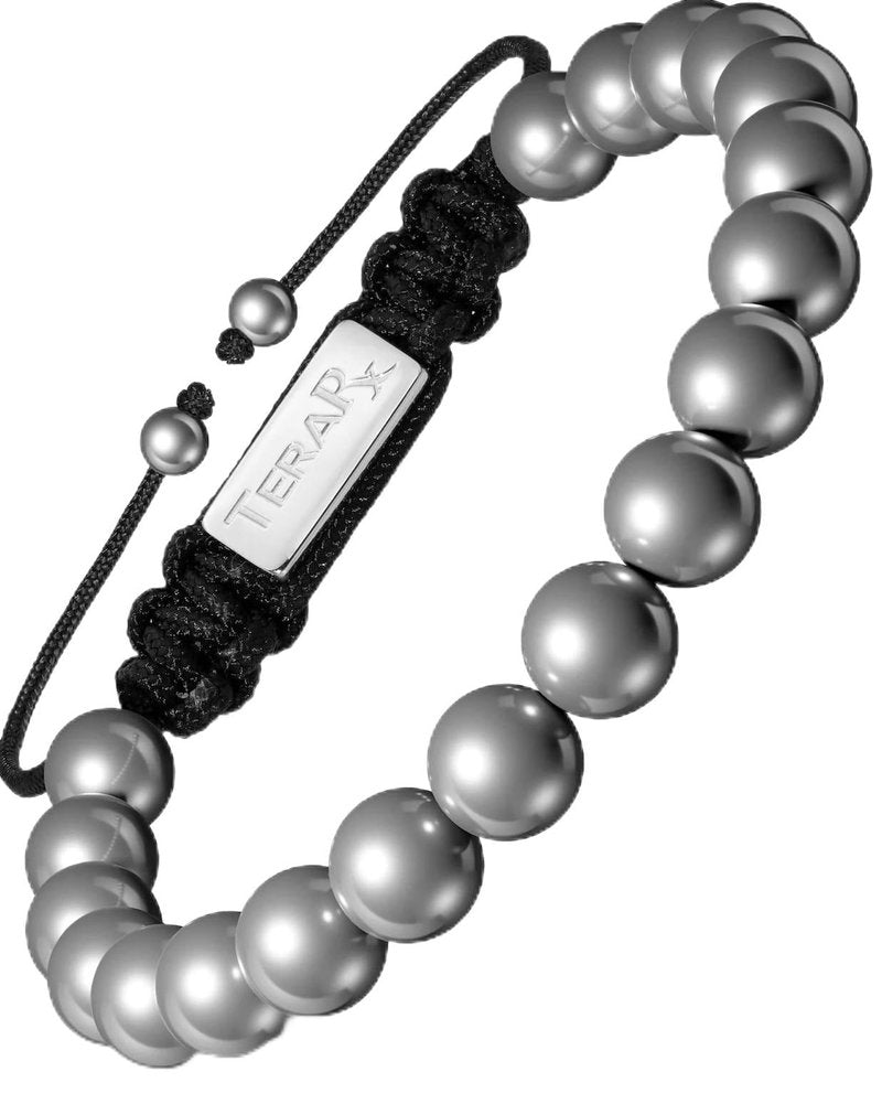 TeraRX® Terahertz Bracelet – 100% Authentic Terahertz Stone Bracelet for Women and Men – Adjustable Size Beaded Jewelry for Perfect Fit (Round 8MM Beads)