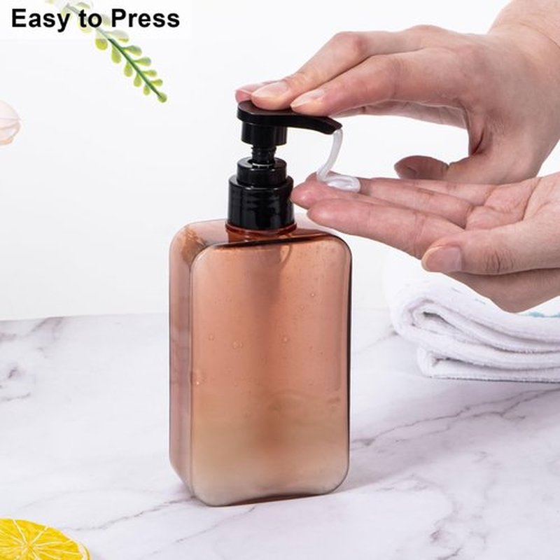 Yebeauty 2 Pack Pump Bottle Dispenser, 6.8oz 200ml Refillable Shampoo and Conditioner Bottles Empty Plastic Shower Hand Soap Dispenser Lotion Body Wash Container for Bathroom, Clear Amber