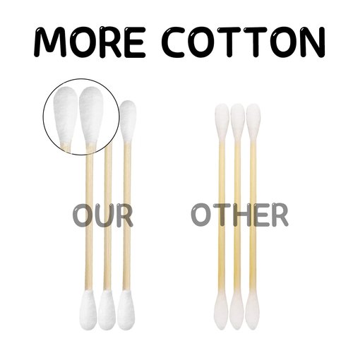 XL Bamboo Cotton Swabs 900ct, Natural Cotton Buds with Larger Tips for Personal Care，3 pack Biodegradable Cotton Tips