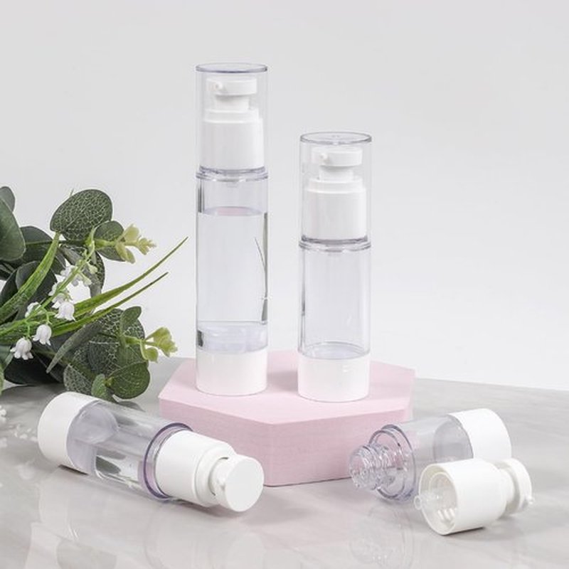 0.5 OZ/15ML Airless Pump Bottles, 3 Pack Lotion Dispenser Travel Size Pump Bottles, Vacuum Cosmetic Travel Bottle for Lotion, Creams, Foundation, Cosmetic, with Labels, Wooeden Stick