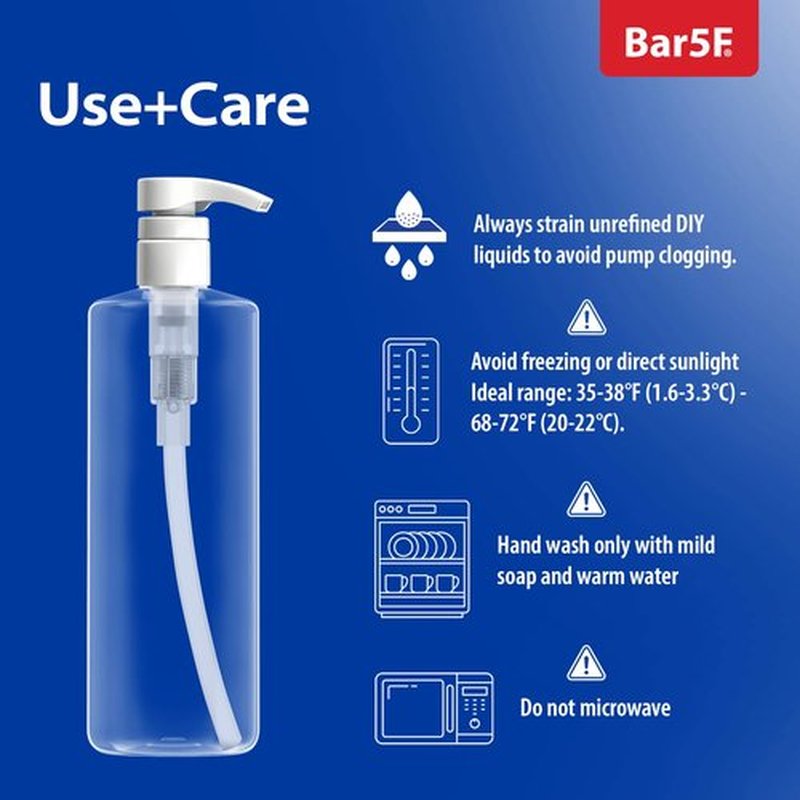 Bar5F 4-Pack Plastic Lotion Bottles with Black & White Pumps, 16.9 oz | Leak Proof, Empty Clear Cylinder, Refillable, BPA Free for Shampoo, Moisturizer, Face Cream, Liquid Hand Soap | Set of Bulk